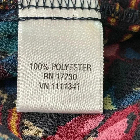 Converse One Star  Size L Blue Floral Blouse Popover Shirt Top Semi Sheer - Picture 6 of 11